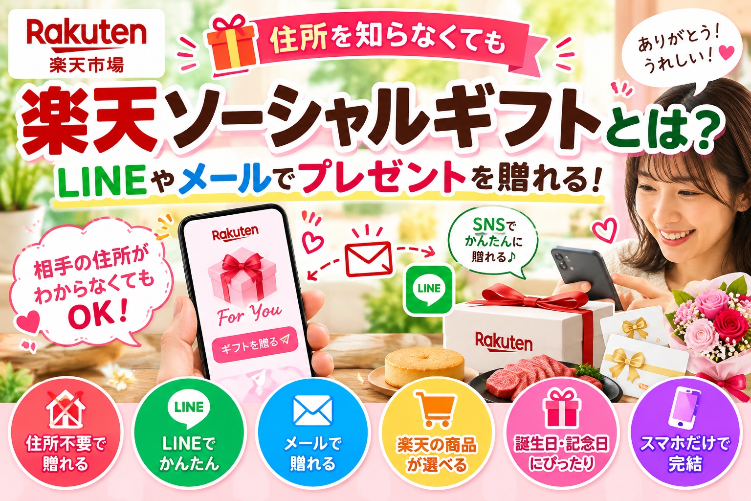 楽天ソーシャルギフトとは？住所を知らなくてもLINEやメールでプレゼントを贈れる！